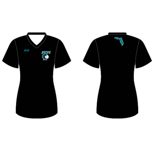 Tide Womens SS Dri Fit V Neck - T Logo - Black