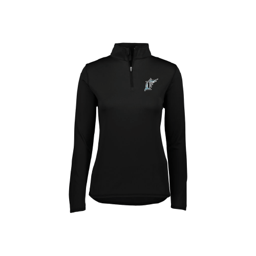 Marlins Womens LS 1/4 Zip Pullover - Black